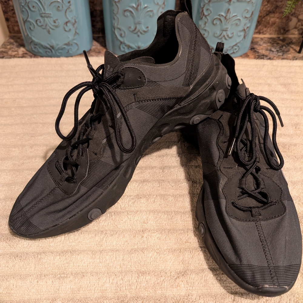Nike BQ6166-008 React Element 55 Black Lace-Up Running Shoes Men's US 13 - Picture 2 of 16
